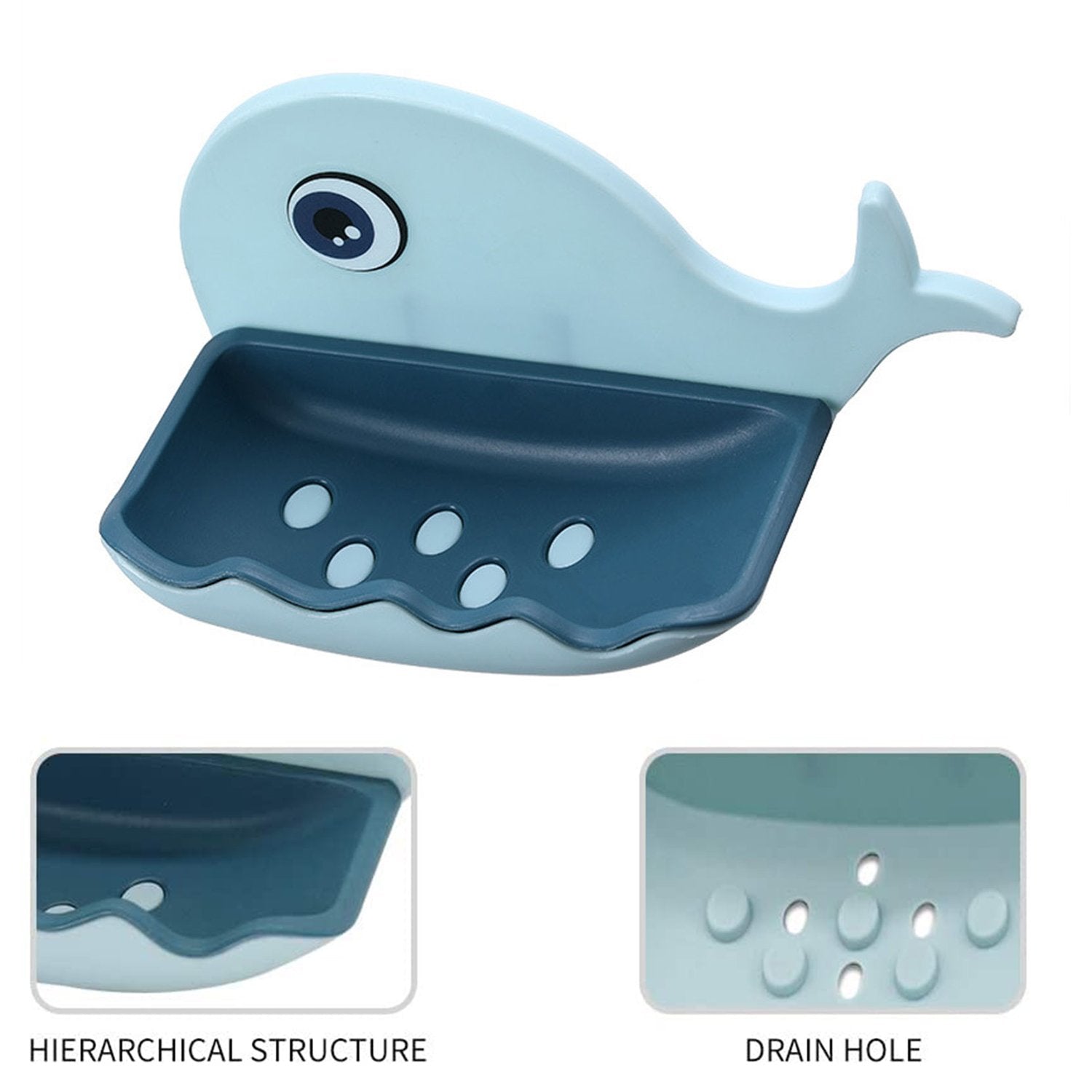 Wall-mounted fish-shaped soap holder, double-layered