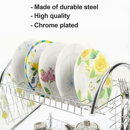 2-layer stainless steel dish rack for kitchen organization