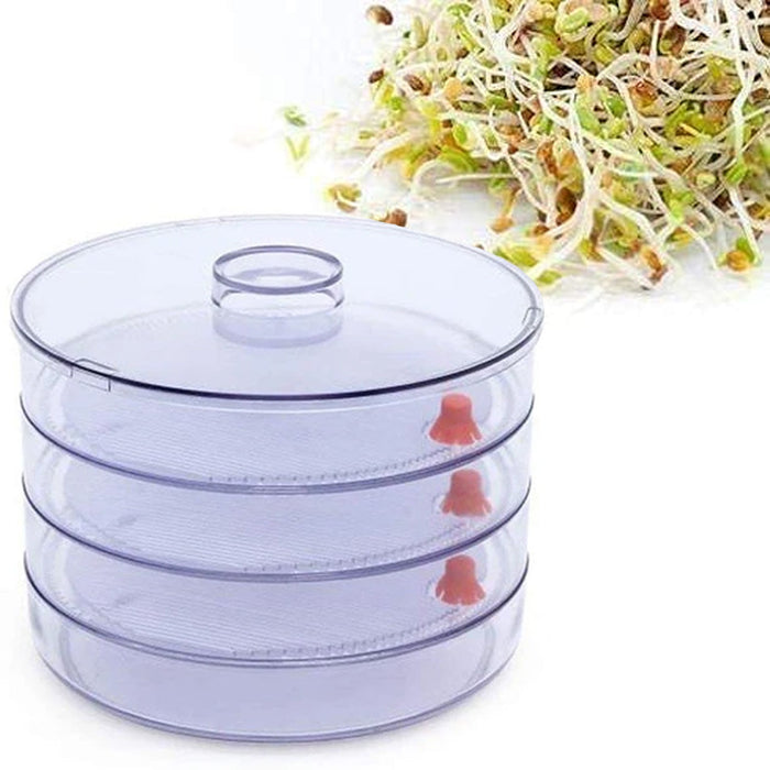 070 Plastic 4 Compartment Sprout Maker, White Your Brand