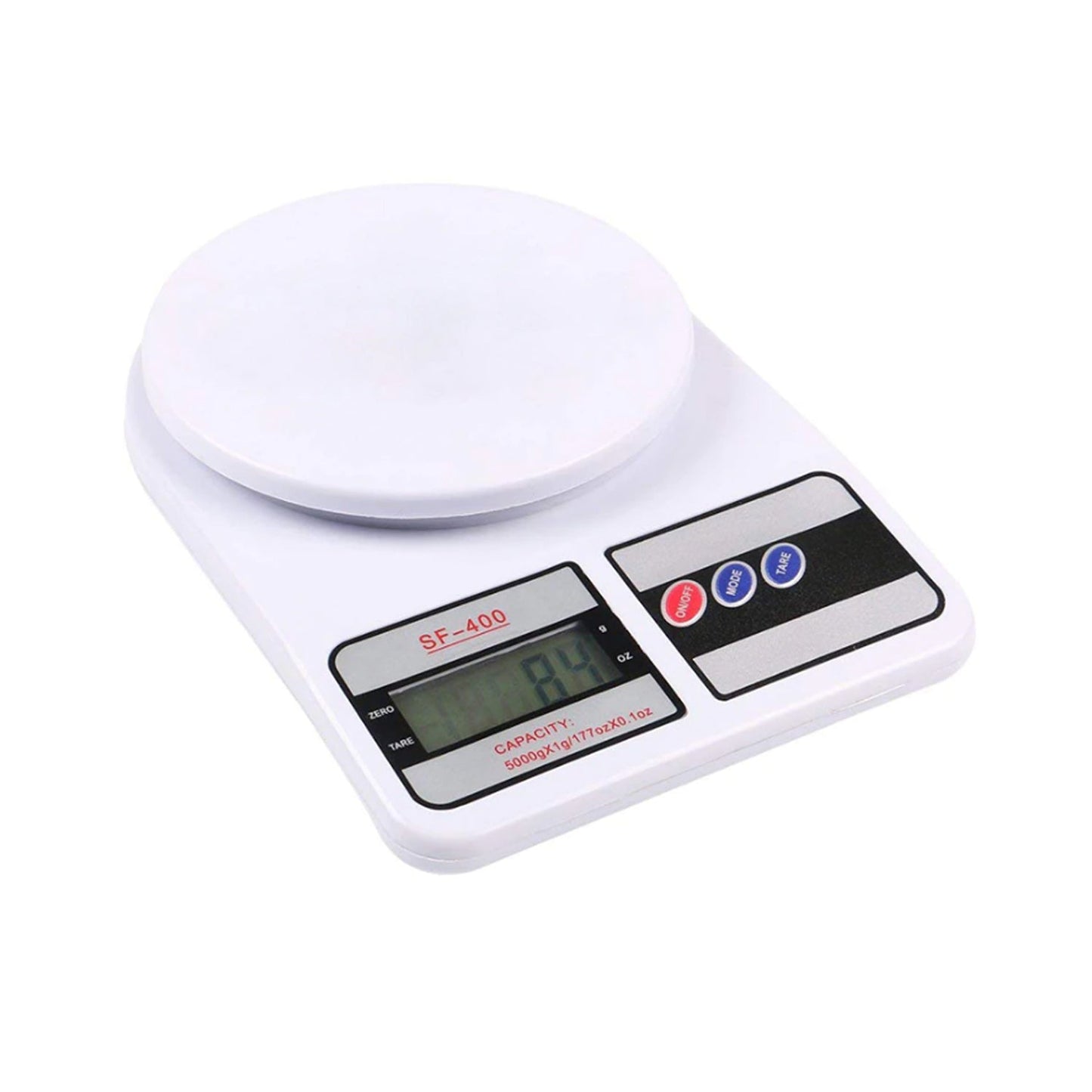 Sleek 10 kg digital scale with easy-to-read screen.