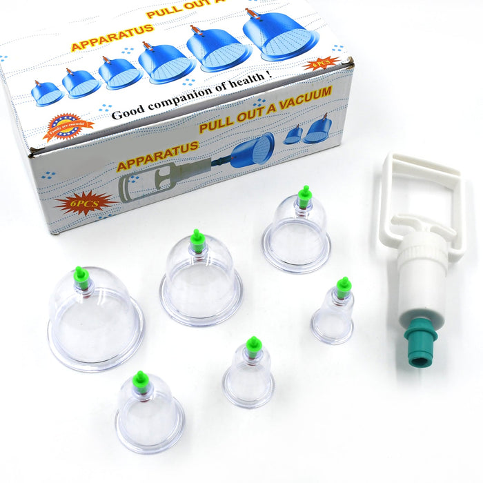 6614A Vacuum Cupping Set 6 Pcs Kit Pull Out a Vacuum Apparatus Therapy Relax Massagers Curve Suction Pumps