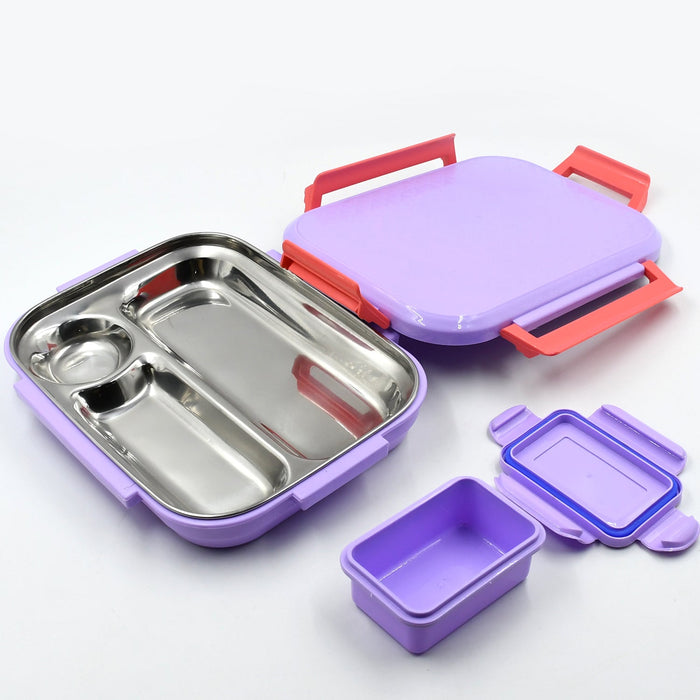 5365 Lunch Box Plastic with steel plate, small lunch box High Quality Box For Kids School Customized Plastic Lunch Box for Girls & Boy DeoDap