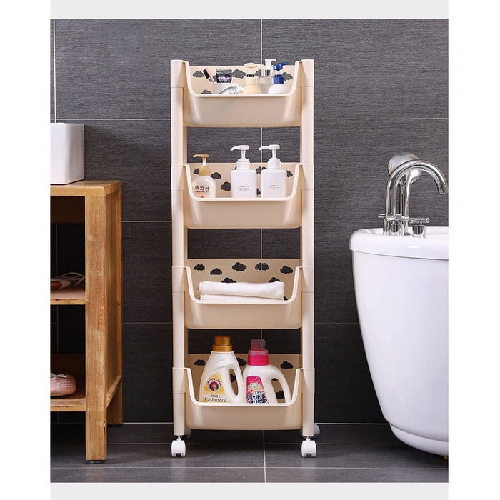 5298  4 Layers Fruit & Vegetable Basket Trolley Plastic for Home and Kitchen Fruit Basket Storage Rack Organizer Holders Kitchen Trolley DeoDap