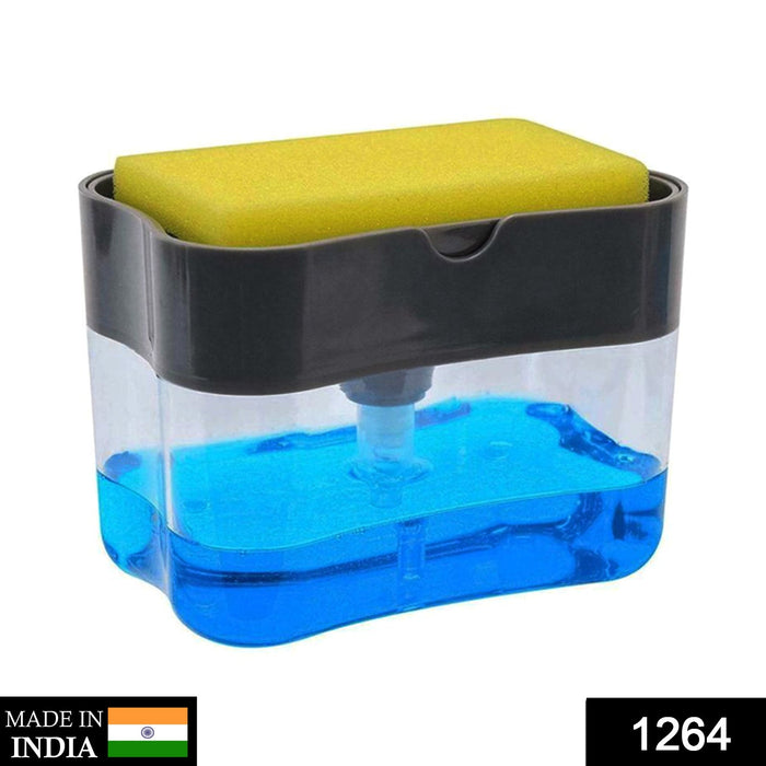 1264 2-in-1 Liquid Soap Dispenser on Countertop with Sponge Holder DeoDap