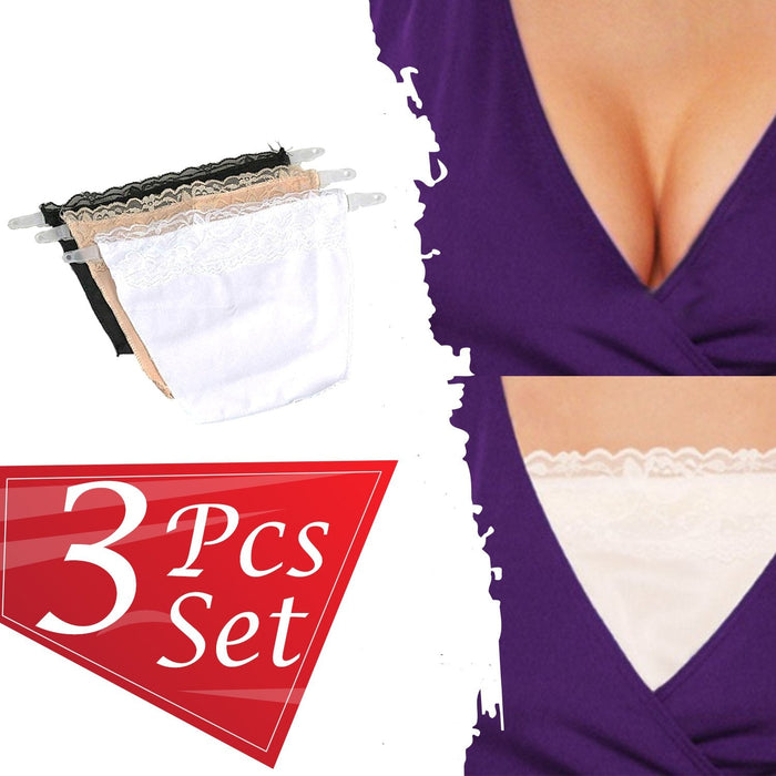3pcs Clip on Camisoles Cami Secret Sexy Lace Set Panels Cleavage Control 