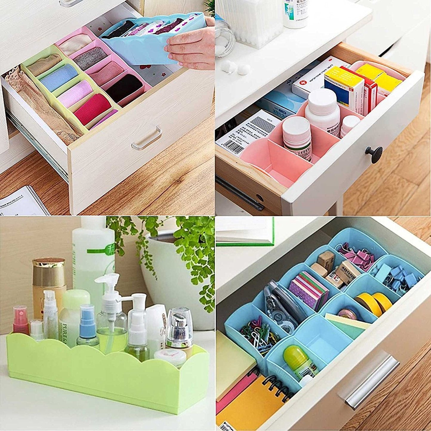 Organizer tray with clear plastic and compartments for storing beads and small items.