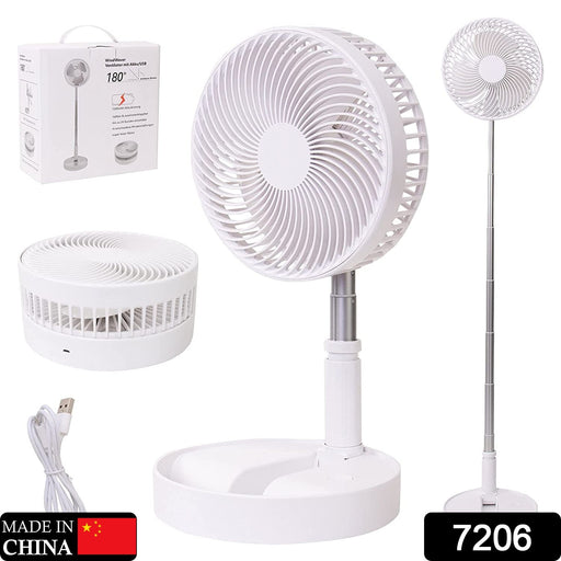 7206 TELESCOPIC ELECTRIC DESKTOP FAN, HEIGHT ADJUSTABLE, FOLDABLE & PORTABLE FOR TRAVEL/CARRY | SILENT TABLE TOP PERSONAL FAN FOR BEDSIDE, OFFICE TABLE DeoDap