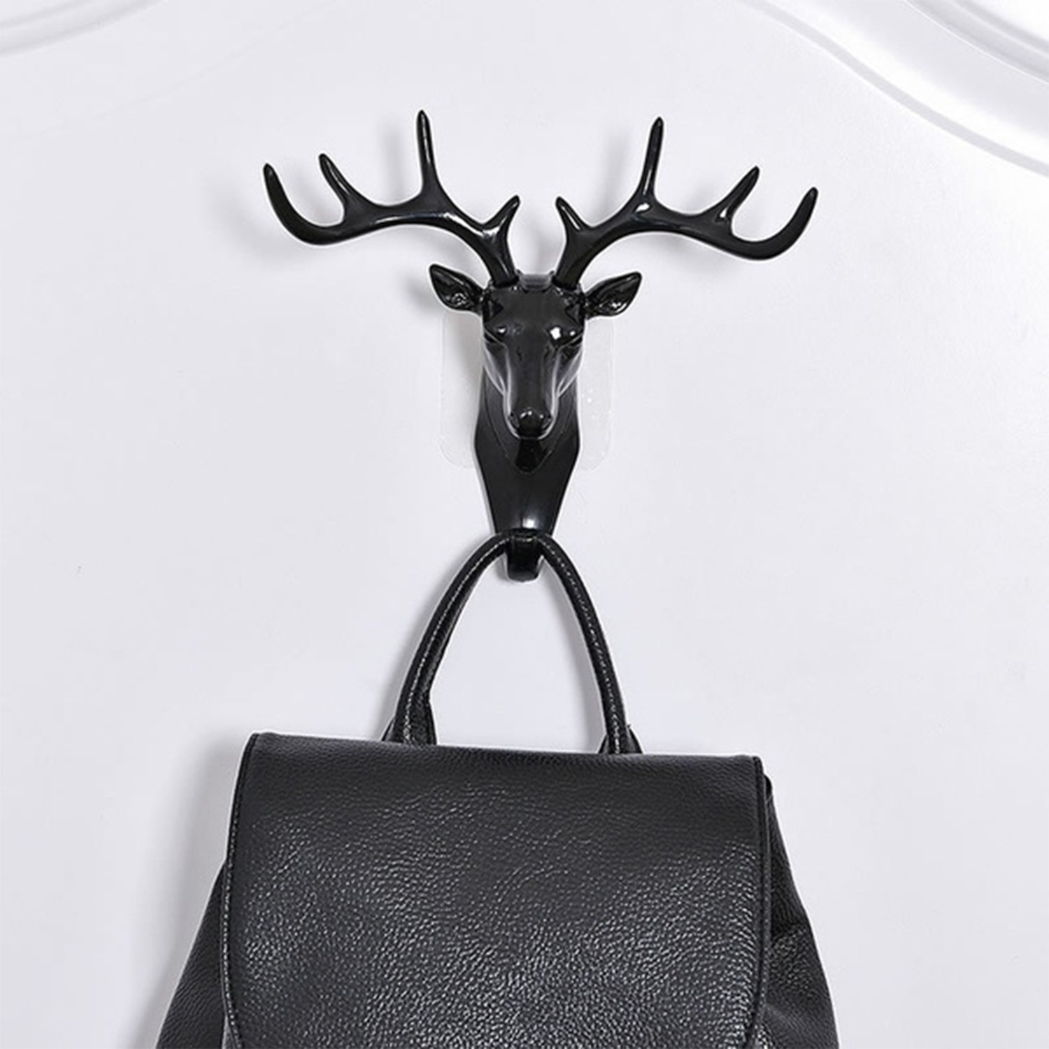 Deer head door hook with self-adhesive feature for hanging