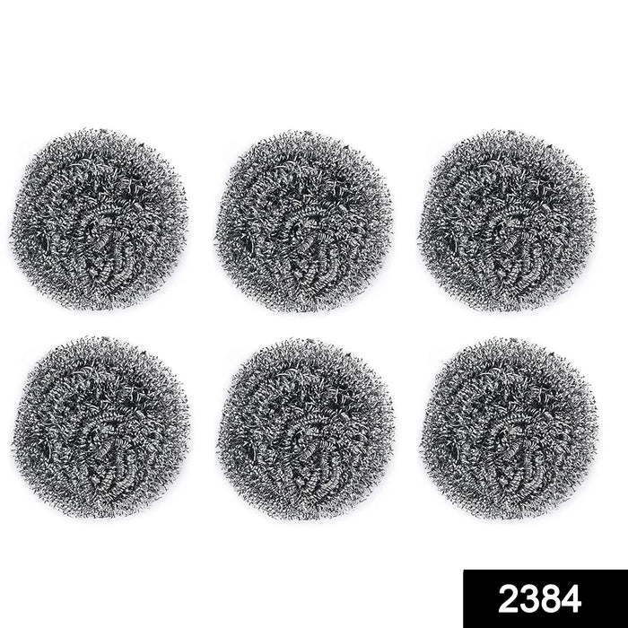 2384 Round Shape Stainless Steel Scrubber (Pack of 6) DeoDap