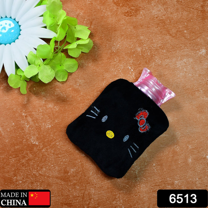 6513 Black Hello Kitty small Hot Water Bag with Cover for Pain Relief, Neck, Shoulder Pain and Hand, Feet Warmer, Menstrual Cramps. DeoDap