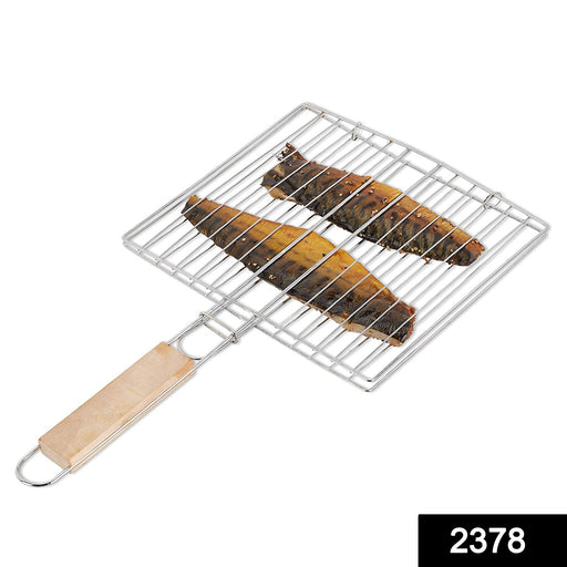 2378 Kitchen Square Roaster Papad Grill Barbecue Grill with Wooden Handle DeoDap