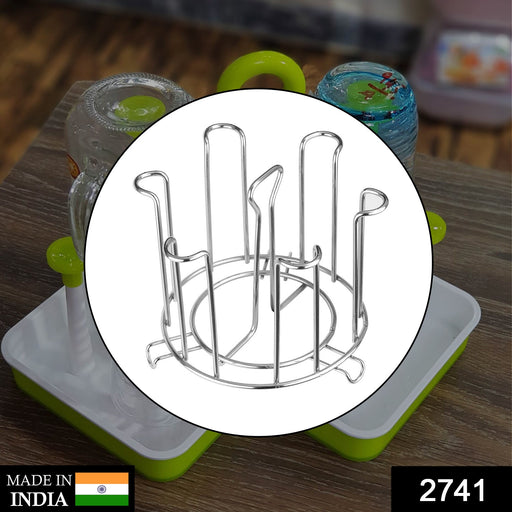 2741 SS Round Glass Stand used for holding sensitive glasses and all present in all kinds of kitchens of official and household places etc. DeoDap