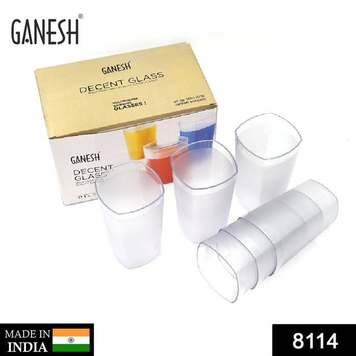 8114 Ganesh Decent Glass, 350ml, Set of 6 DeoDap