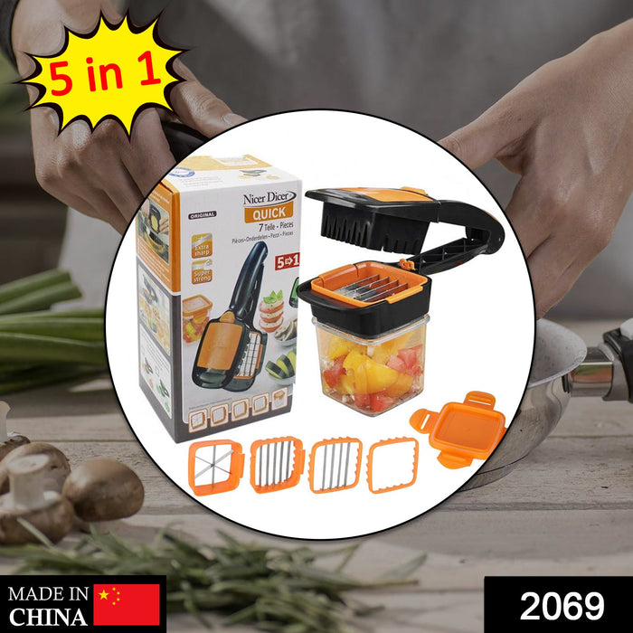 2069 5 In 1 Nicer Dicer used for cutting and shredding of various types of food stuff in all kitchen purposes. DeoDap
