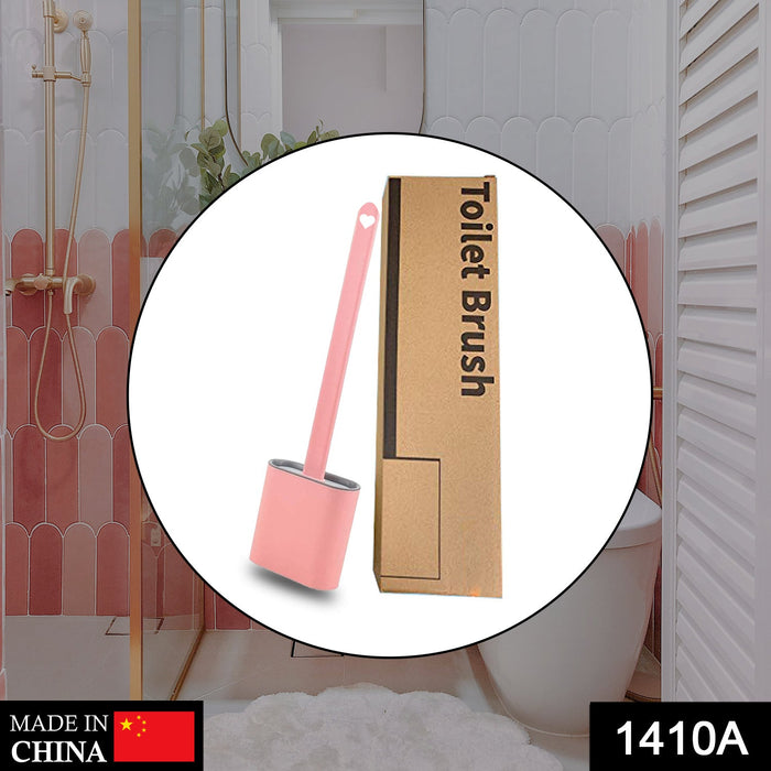 1410A Silicone Toilet Brush with Holder Stand  for Bathroom Cleaning DeoDap