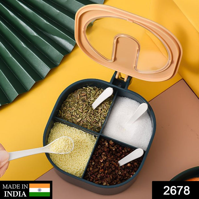 2678 4 Section Fancy Masala Box and fancy masala container used for storing various types of masalas including in kitchen purposes. DeoDap