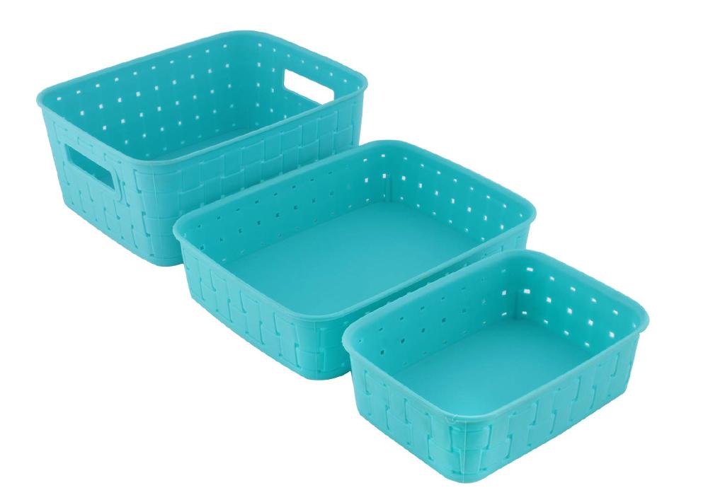 062 Smart Baskets for Storage(Set of 3) Sky Blue DeoDap