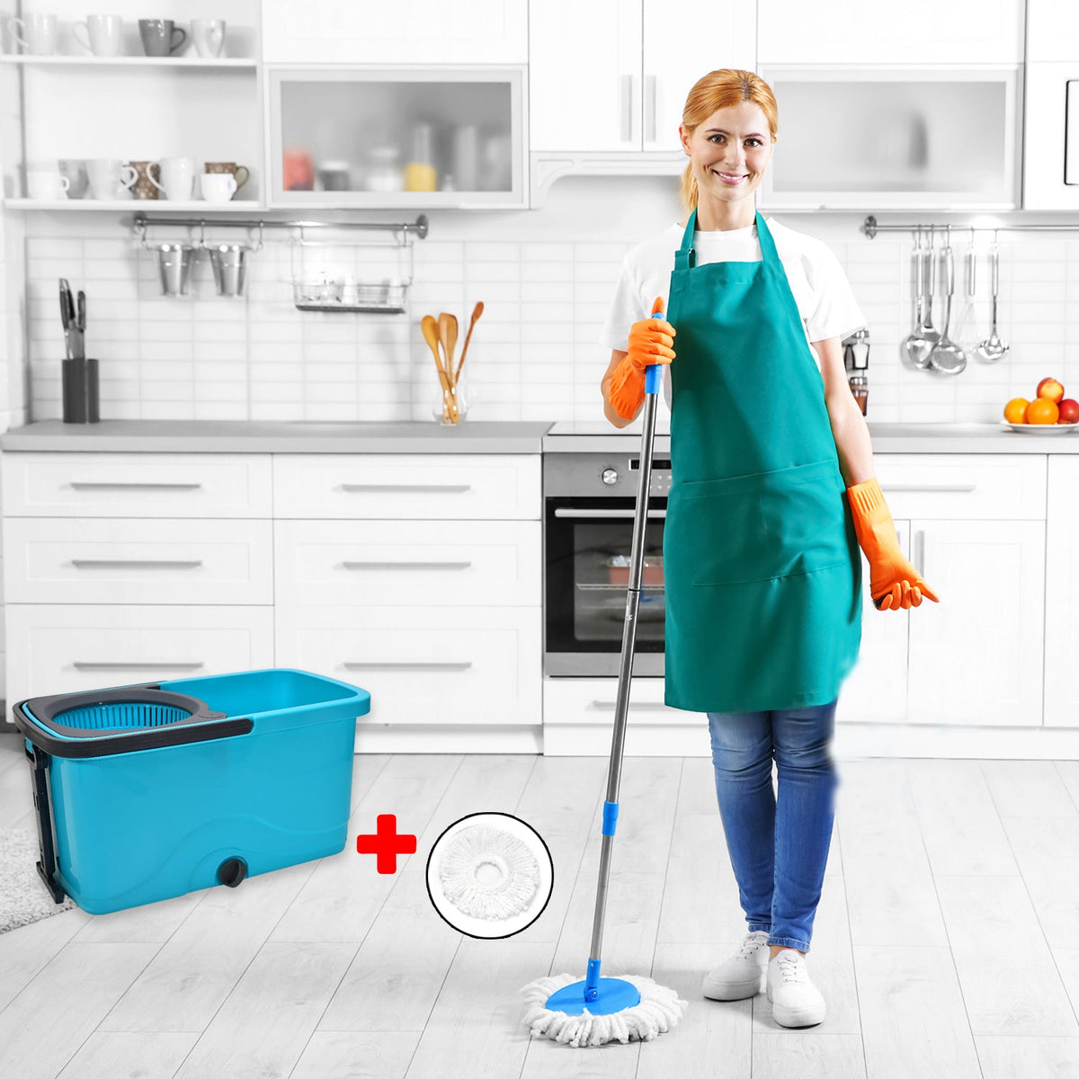 Quick Spin Mop Plastic spin, Bucket Floor Cleaning, Easy Wheels & Big — DeoDap