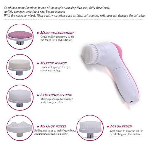 Pink 5-in-1 massager for body and face care.