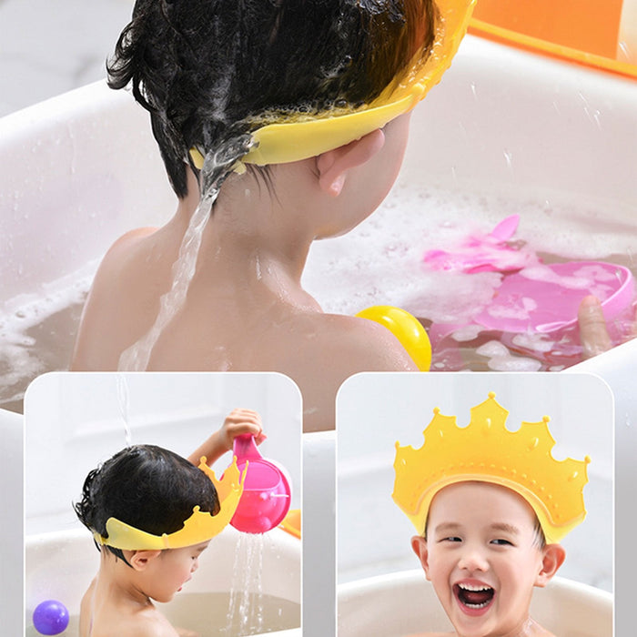 6440 Crown Baby Shower Cap Adjustable Crown Baby Child Protection, Eye Protection, Ear Protection, Adjustable Swim Cap, Waterproof and Adjustable for Kids and Babies DeoDap
