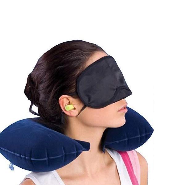 505 -3-in-1 Air Travel Kit with Pillow, Ear Buds & Eye Mask Your Brand WITH BZ LOGO