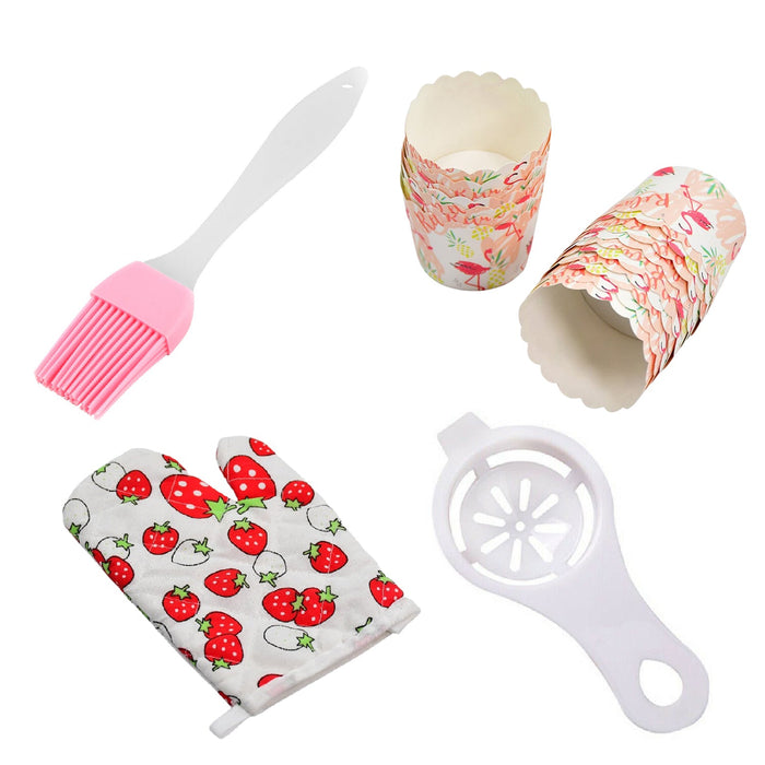 2943 4pc kitchen tools 1pc spatula brush 1pc oven glove 1pc egg yolk separator and paper cup set of 25pcs DeoDap