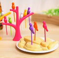 Bird Fruit Forks with Tree Holder – Cute Kids Table Decor | DeoDap