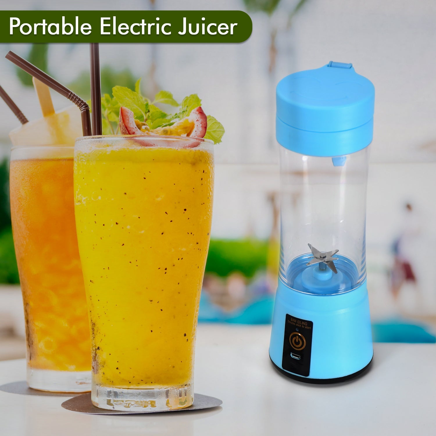 Dabster Portable USB Rechargeable 6-Blade Juicer Blender - Image 3