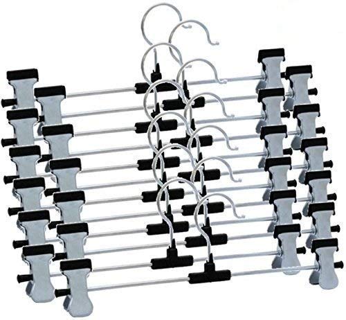 Close-up of hanger clips adjusted for pants