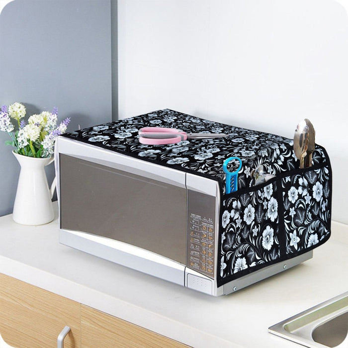 1pc Home Fabric Microwave Oven Dust Cover, Kitchen Oven Anti-oil Smoke  Cloth Cover, Home Decor Cartoon Plastic Hanging Bag