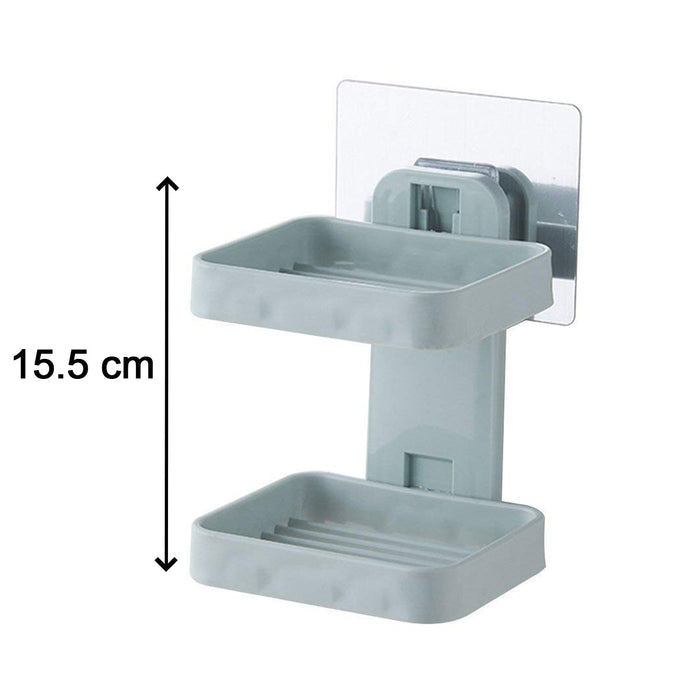 4762  Plastic Double Layer - Soap Stand, Holder, Wall Soap Box Sturdy Vacuum Dispenser Tray Deodap