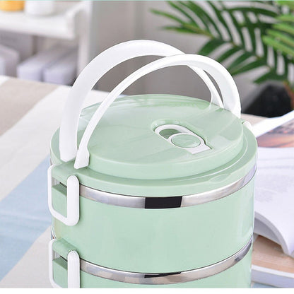 Four compartment stainless steel lunch box.