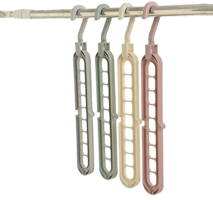 1553 Anti-Skid Plastic 9-Holes Magic Wardrobe Folding Hangers DeoDap