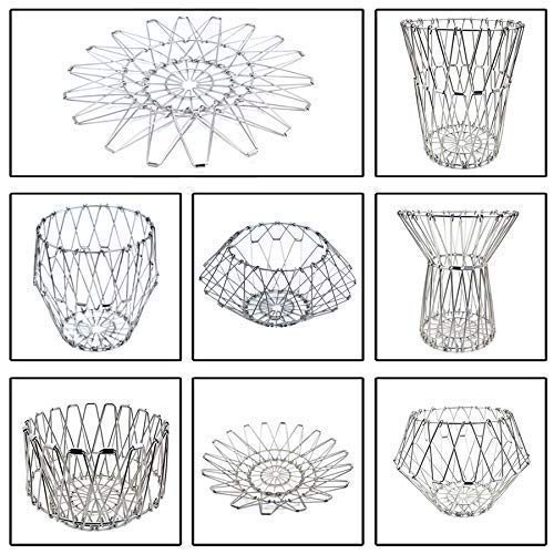 3040 Multipurpose Fruit Basket Stainless Steel Wire Bowl Foldable Basket for Vegetable / Fruits / Dining DeoDap
