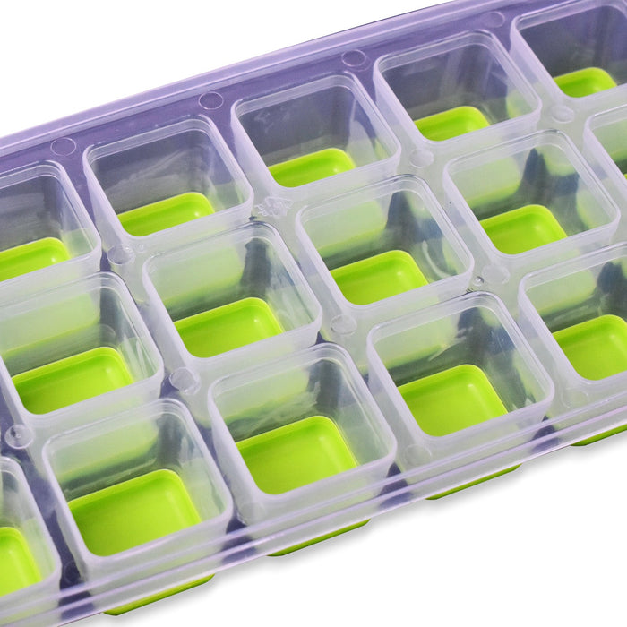 7169  18 Cavity Pop Up Ice Cube Tray Easy Release Flexible Silicone Bottom Ice Tray , Stackable Ice tray, 100% BPA Free, Food Grade for Freezer DeoDap