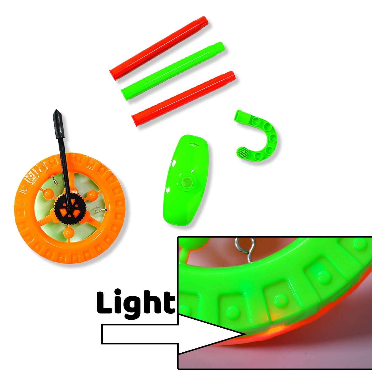 Single wheel push toy for kids with light feature