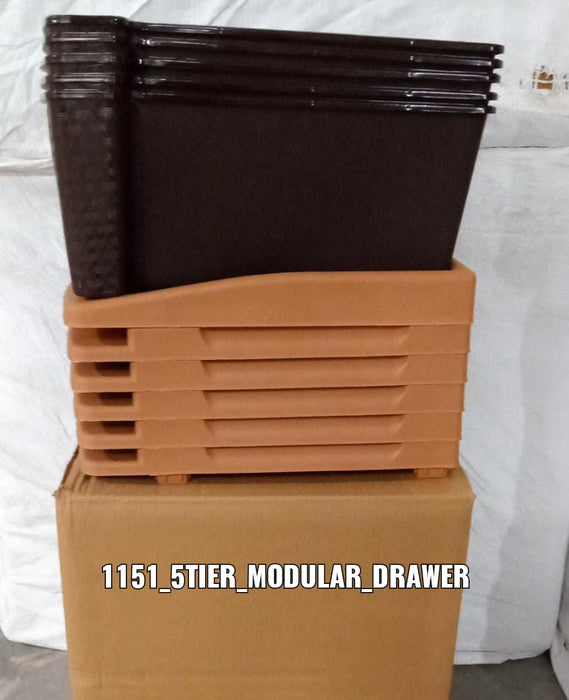 1151 5tier Plastic Modular Drawer System For Multiple Use (Brown colour) DeoDap