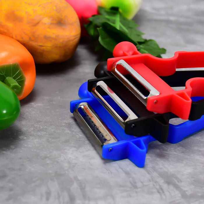 2526 3pc Sharp and Durable Blades, Ergonomic Handles, Vegetable Peeler for Kitchen DeoDap