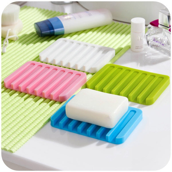 0810 Silicone Soap Holder Soap Dish Stand Saver Tray Case for Shower DeoDap