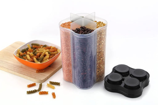 0764B Plastic Lock Food Storage 4 Section Container Jar for Grocery, Fridge Container. DeoDap