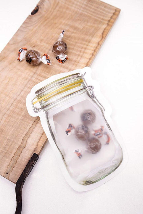1073 Reusable Airtight Seal Plastic Food Storage Mason Jar Zipper (150ml) DeoDap