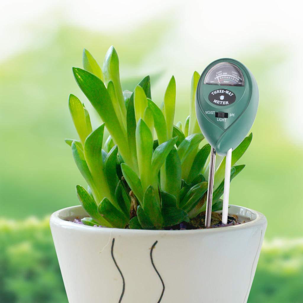 3-in-1 soil meter for moisture, pH, and light.