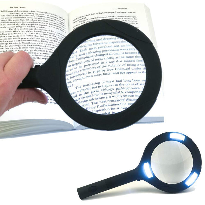 1573 Magnifying Glass with 3 Led Light 3X Power and Rubberized Handle DeoDap