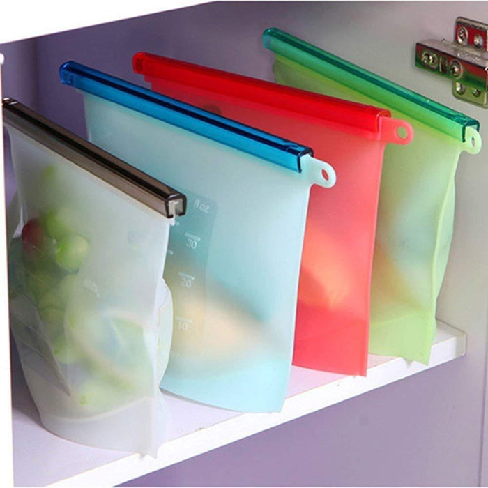 1080 Reusable Silicone Airtight Leakproof Food Storage Bag - 1 ltr DeoDap