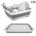 0804 Collapsible Folding Silicone Dish Drying Drainer Rack with Spoon Fork Knife Storage Holder DeoDap
