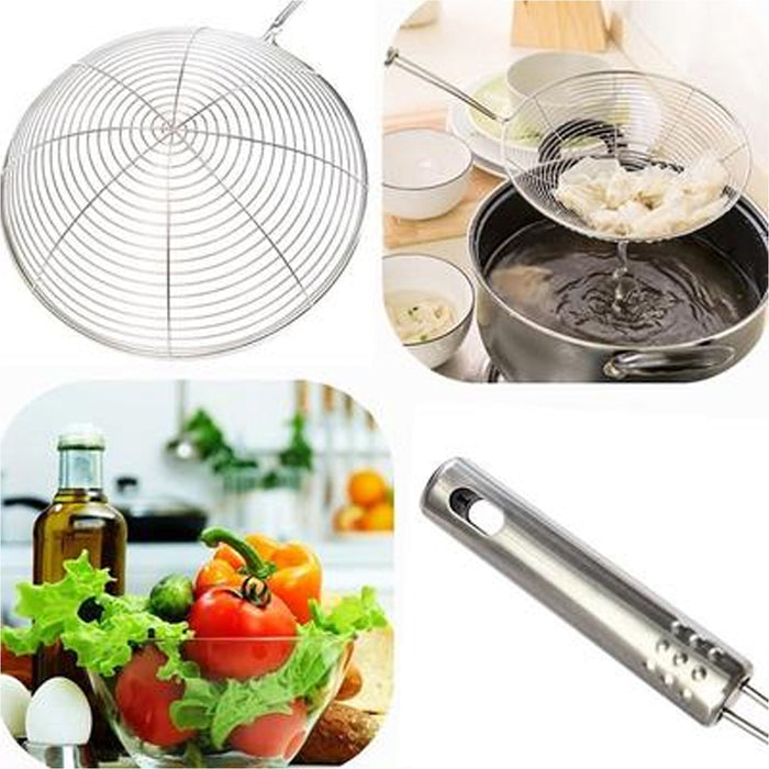 2730 Large Oil Strainer To Get Perfect Fried Food Stuffs Easily Without Any Problem And Damage. DeoDap