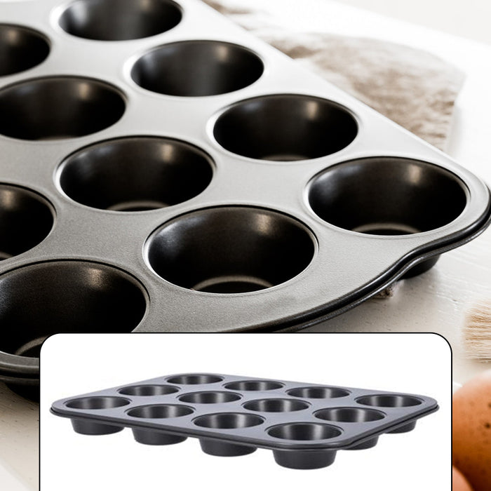 7051 Nonstick Aluminium Muffin Tray Cupcake Pan Tray (12 Cup Cavities) DeoDap
