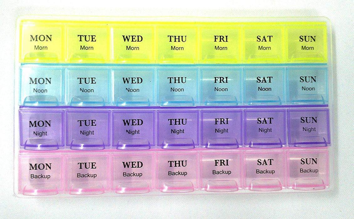 Stack Pill Case Pill Case- 4 Row 28 Squares Weekly 7 Days Tablet Box Holder Medicine S ...