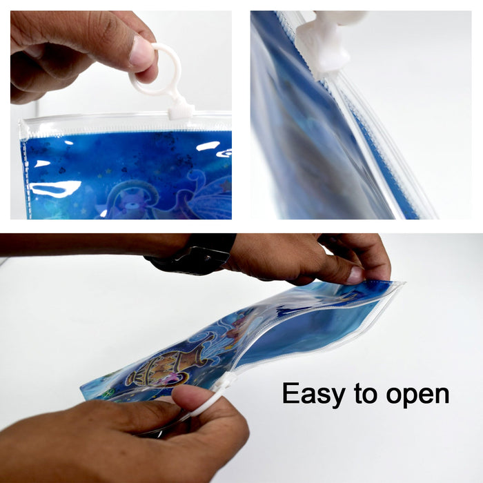 4843 20 Pc Blue Printed Pouch For Carrying Stationary Stuffs And All By The Students. DeoDap