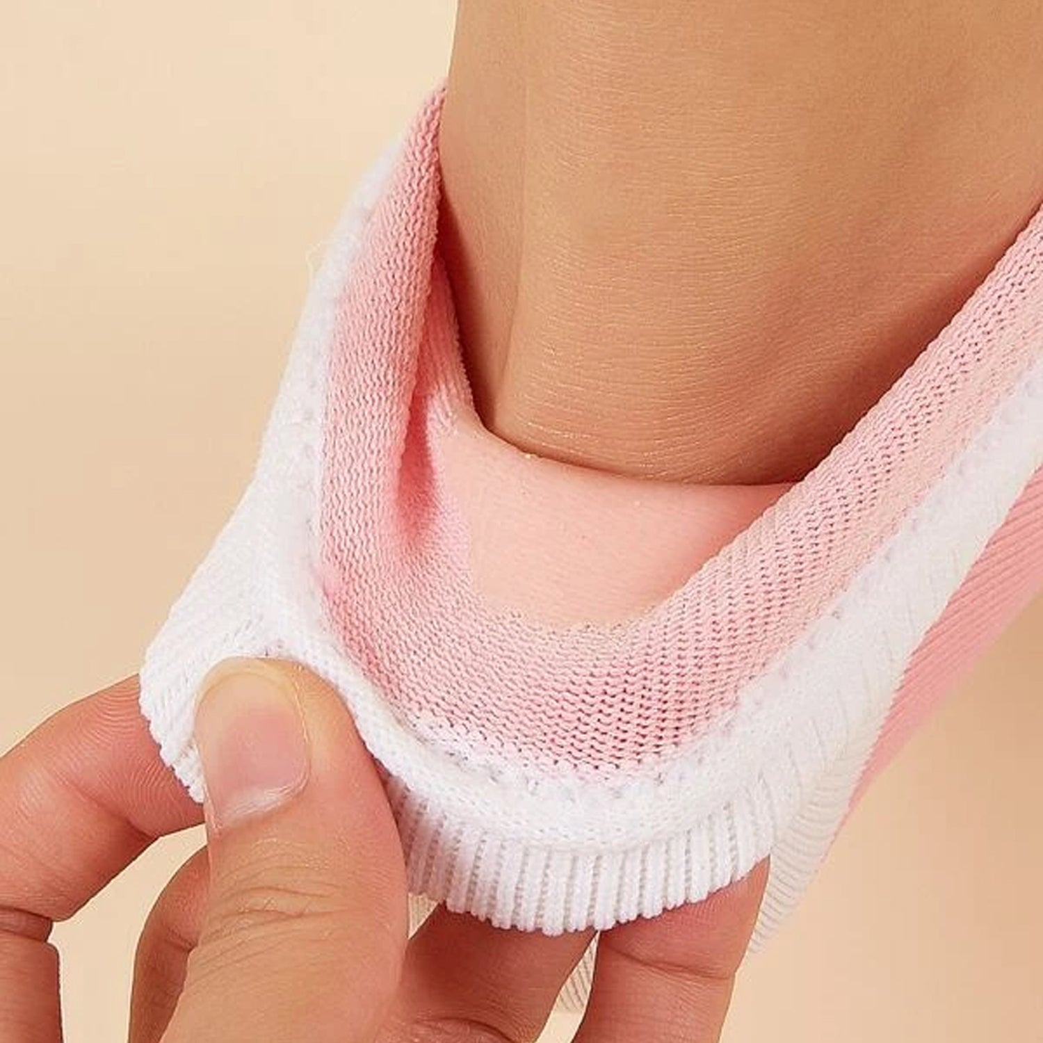 Open toe socks for heel and foot moisture, white color